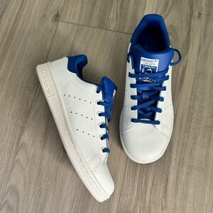 White and Blue Adidas Stan Smiths